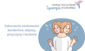 Ilustracja przedstawia osobę z dwoma twarzami, symbolizującą zmienne nastroje i trudności w relacjach, typowe dla zaburzenia borderline: objawy.
