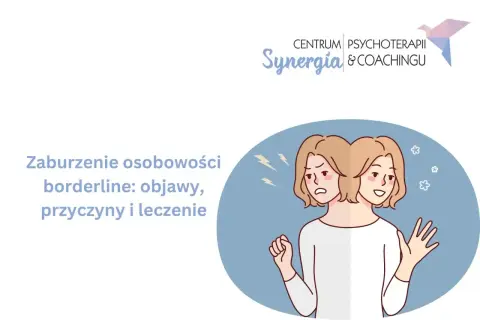 Ilustracja przedstawia osobę z dwoma twarzami, symbolizującą zmienne nastroje i trudności w relacjach, typowe dla zaburzenia borderline: objawy.