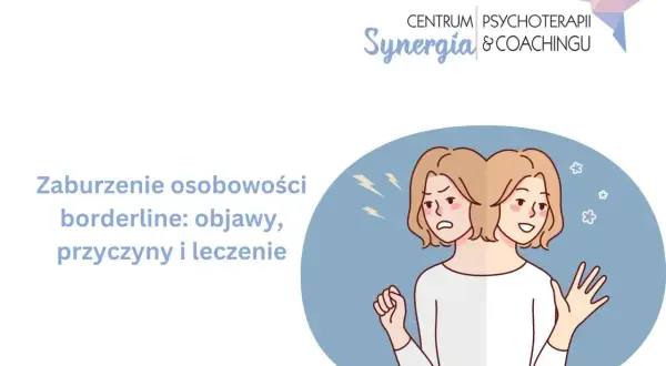 Ilustracja przedstawia osobę z dwoma twarzami, symbolizującą zmienne nastroje i trudności w relacjach, typowe dla zaburzenia borderline: objawy.
