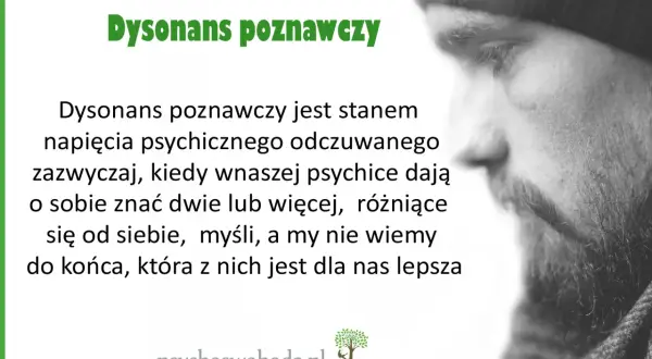 Dysonans poznawczy: napięcie, gdy sprzeczne myśli w psychice nie pozwalają wybrać najlepszej drogi.