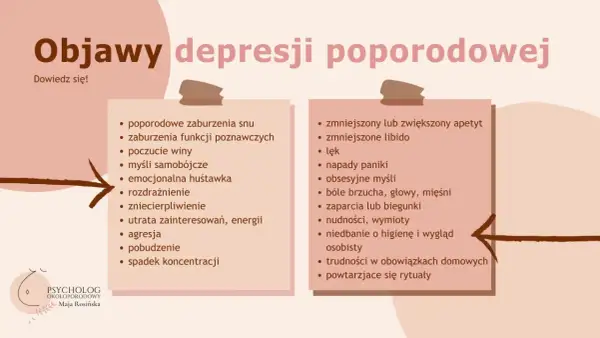 Objawy depresji poporodowej: zaburzenia snu, lęk, smutek, poczucie winy. To nie tylko baby blues, ale poważny stan wymagający pomocy.